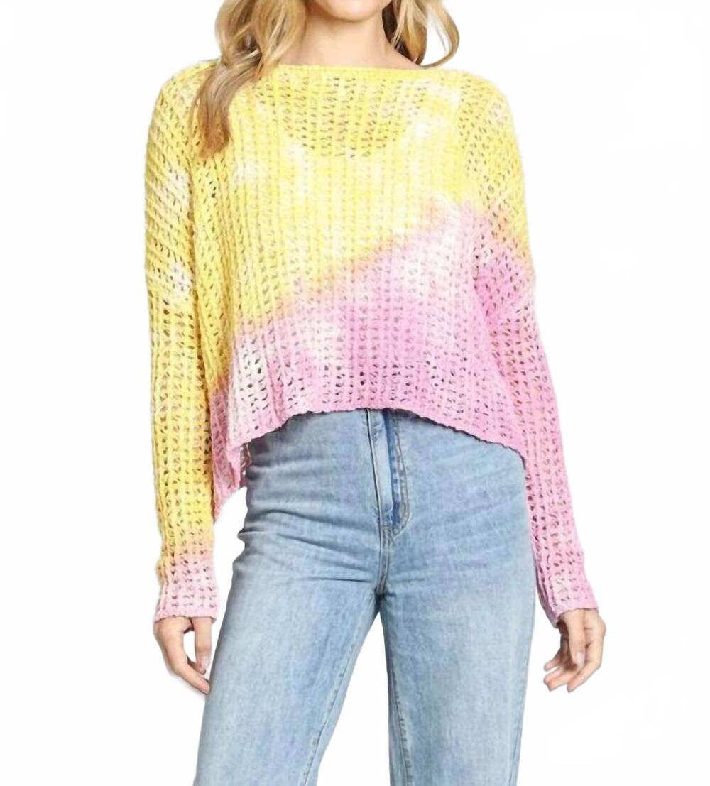 NEW APNY bright crochet sweater in sunset sorbet